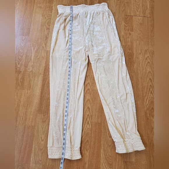 NEW! HAH | '1 Track Mind' Crushed Velvet Jogger Pants - size Large in Ivory - Picture 13 of 16